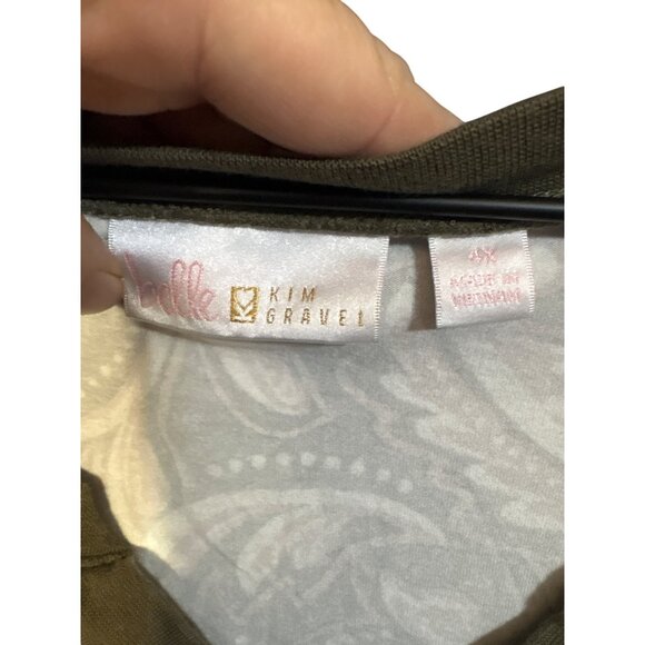 Belle By Kim Gravel 4X Floral Long Sleeve V-Neck Top - Picture 3 of 4